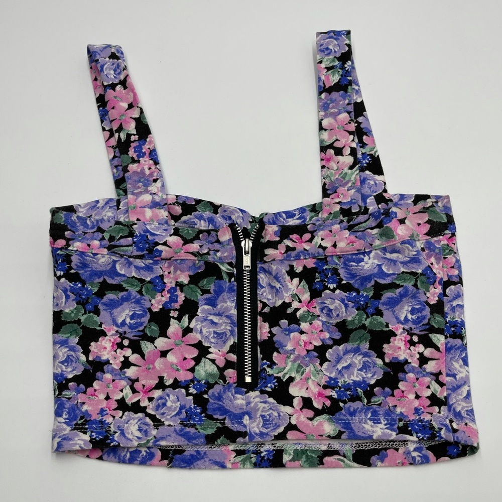 Forever 21 Purple Floral Crop Top Small - Picture 3 of 12